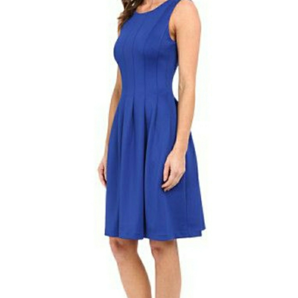 NWT Calvin Klein Royal Blue Fit And Flaire Midi Dress Sz 2 Party Formal Career